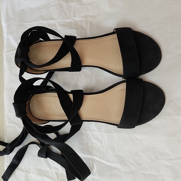 LILY11 BY GLAZE LACE UP HIGH BLOCK LEG WRAP STRAPPY DRESS SANDALS SIZE 8 - Picture 3 of 9